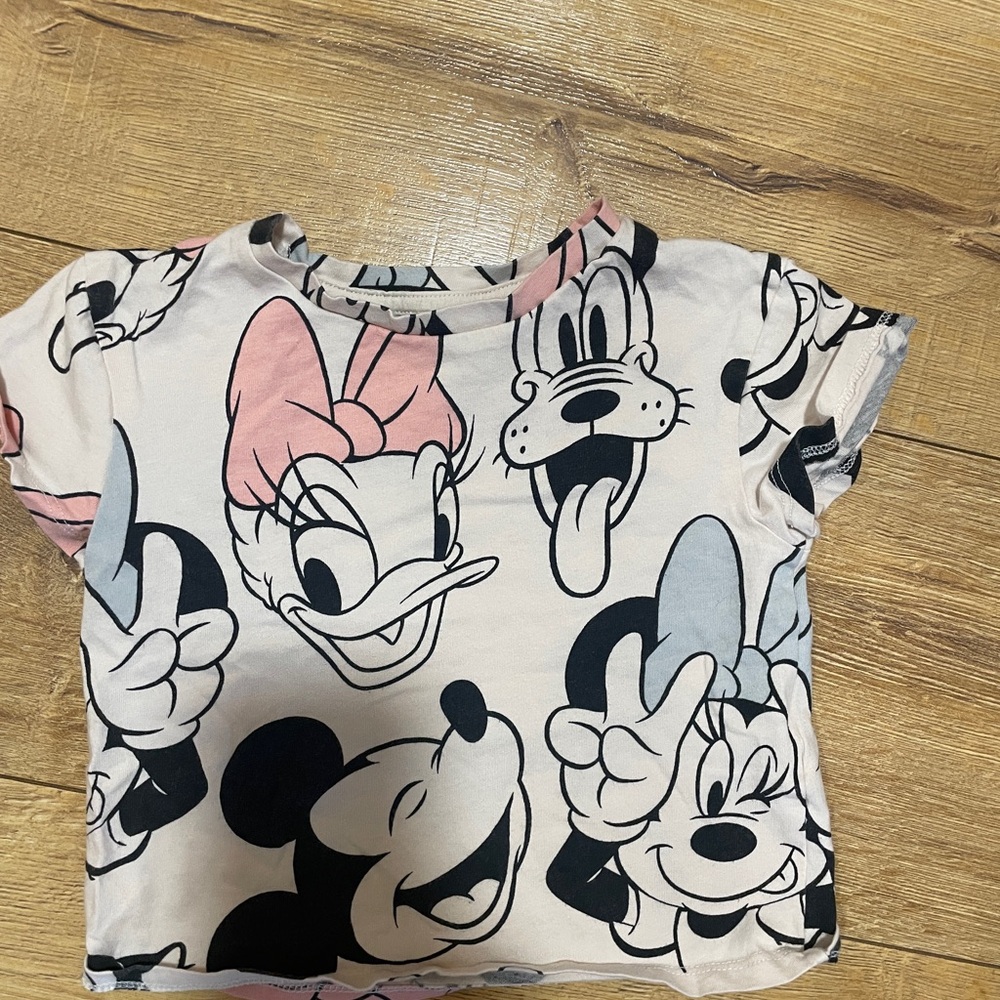 H&M Disney Character Print Top - Pink and Black